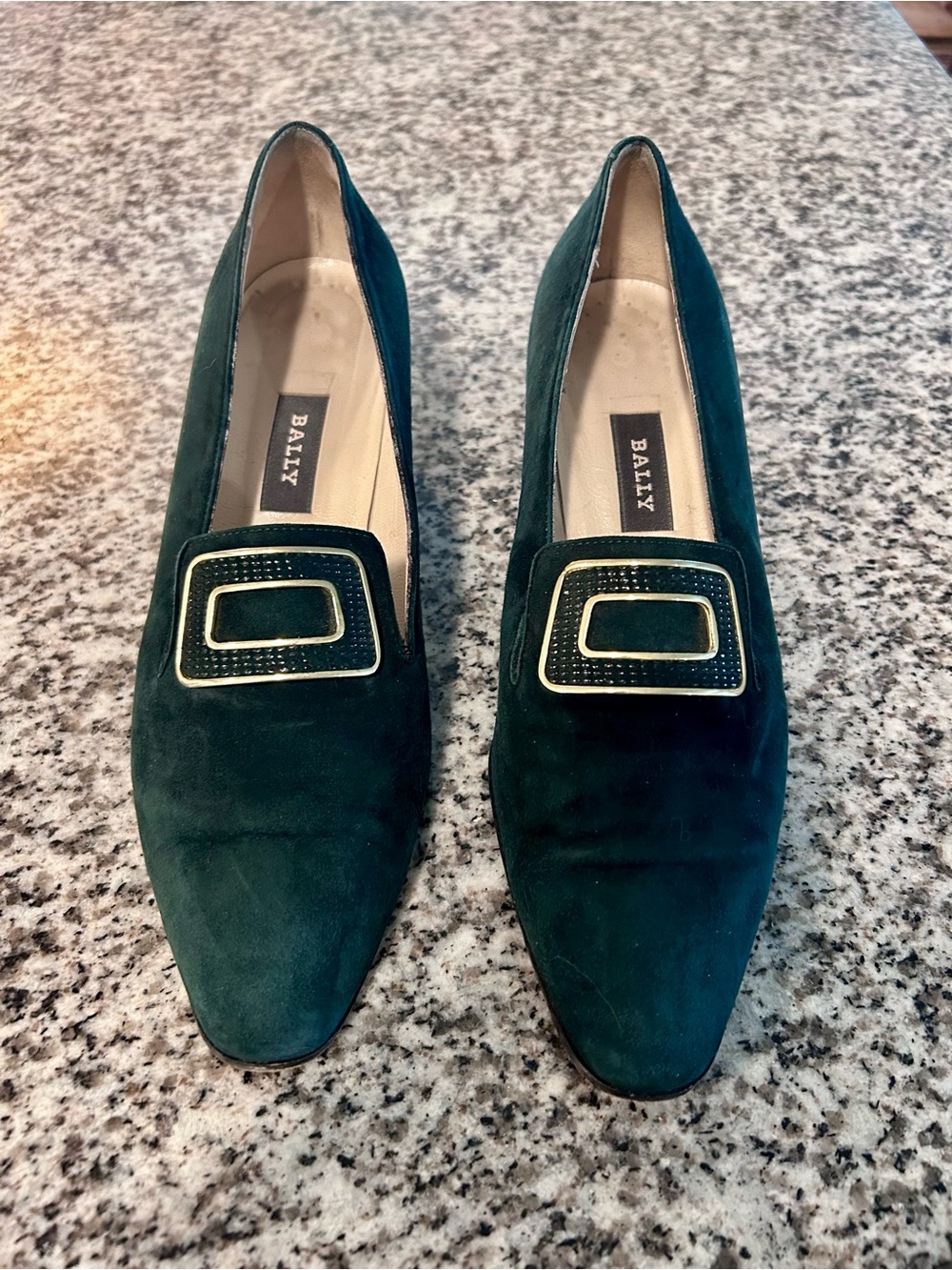 Bally Women's Green Suede I Buckle Loafers